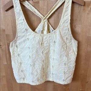 House of Harlow 1960 pale yellow cropped embroidered summer tank